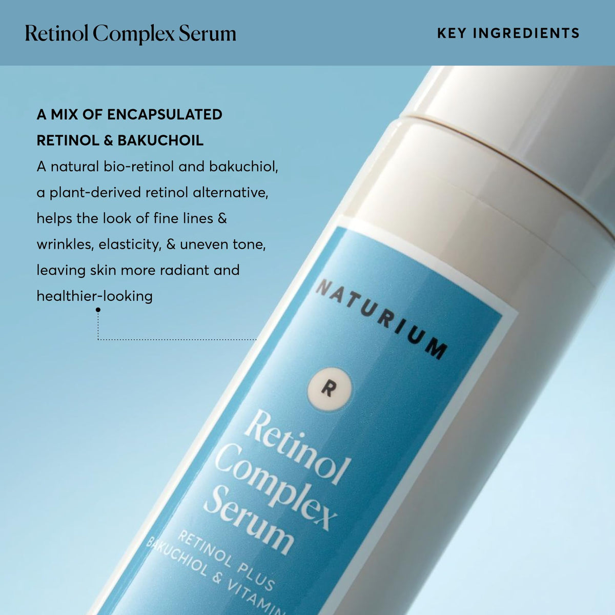 Bathroom shelf with Naturium serum in routine showing curated skincare ritual benefit