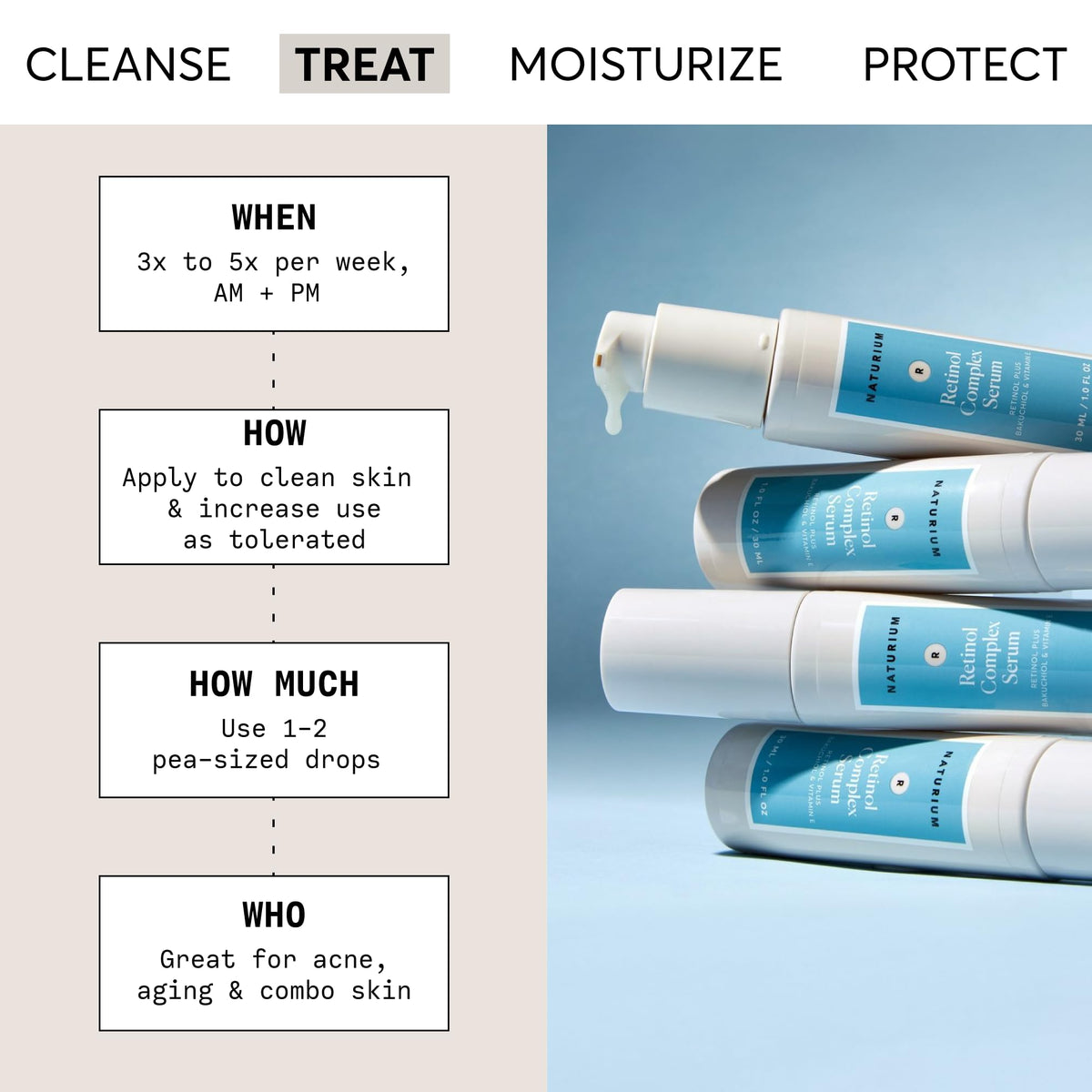 Naturium pipette dispensing serum drop highlighting precise application benefit