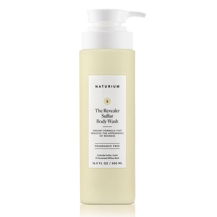 Naturium bottle front view showing label and 500 mL size, clear calming benefit
