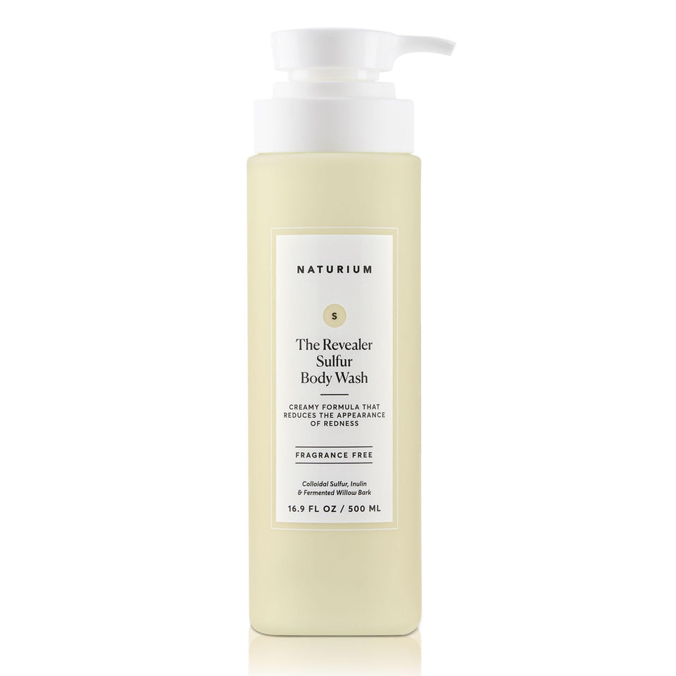 Naturium bottle front view showing label and 500 mL size, clear calming benefit