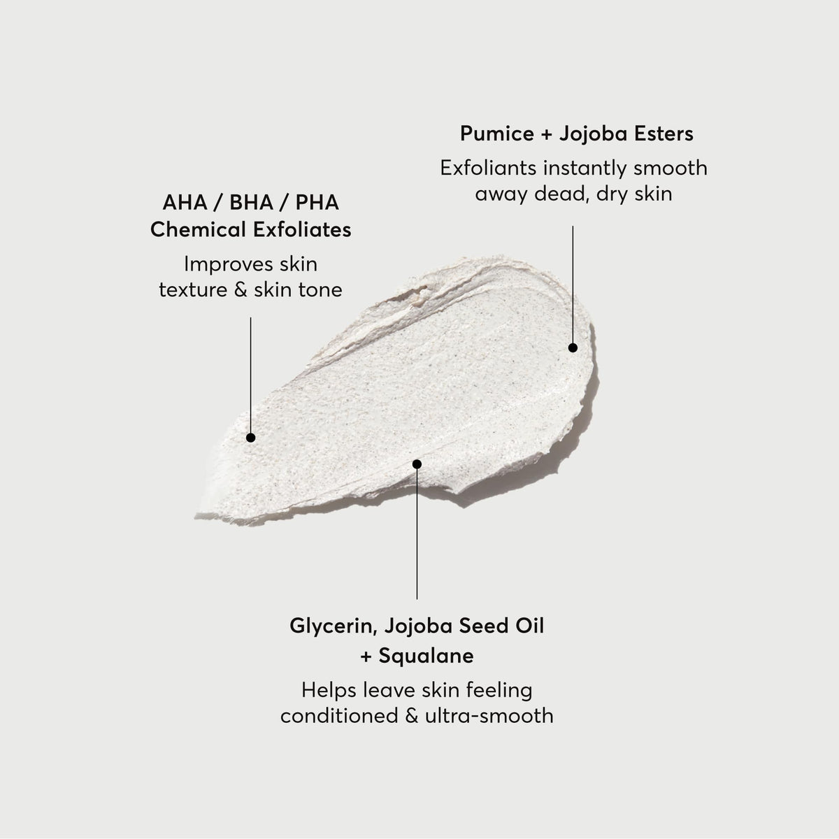 Naturium scrub texture close-up with visible pumice granules for effective polishing