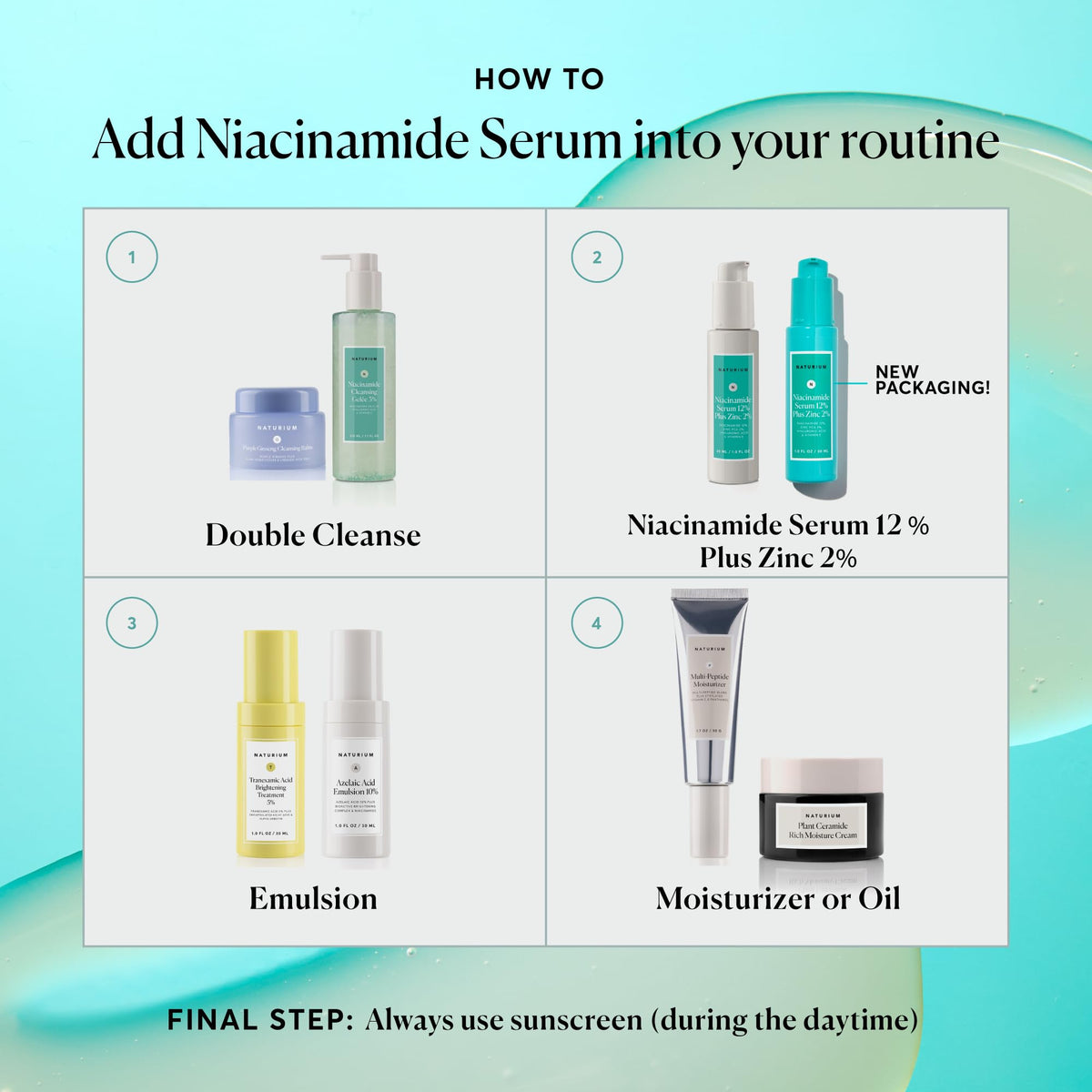 Naturium serum in hand demonstrating absorbent finish and easy use