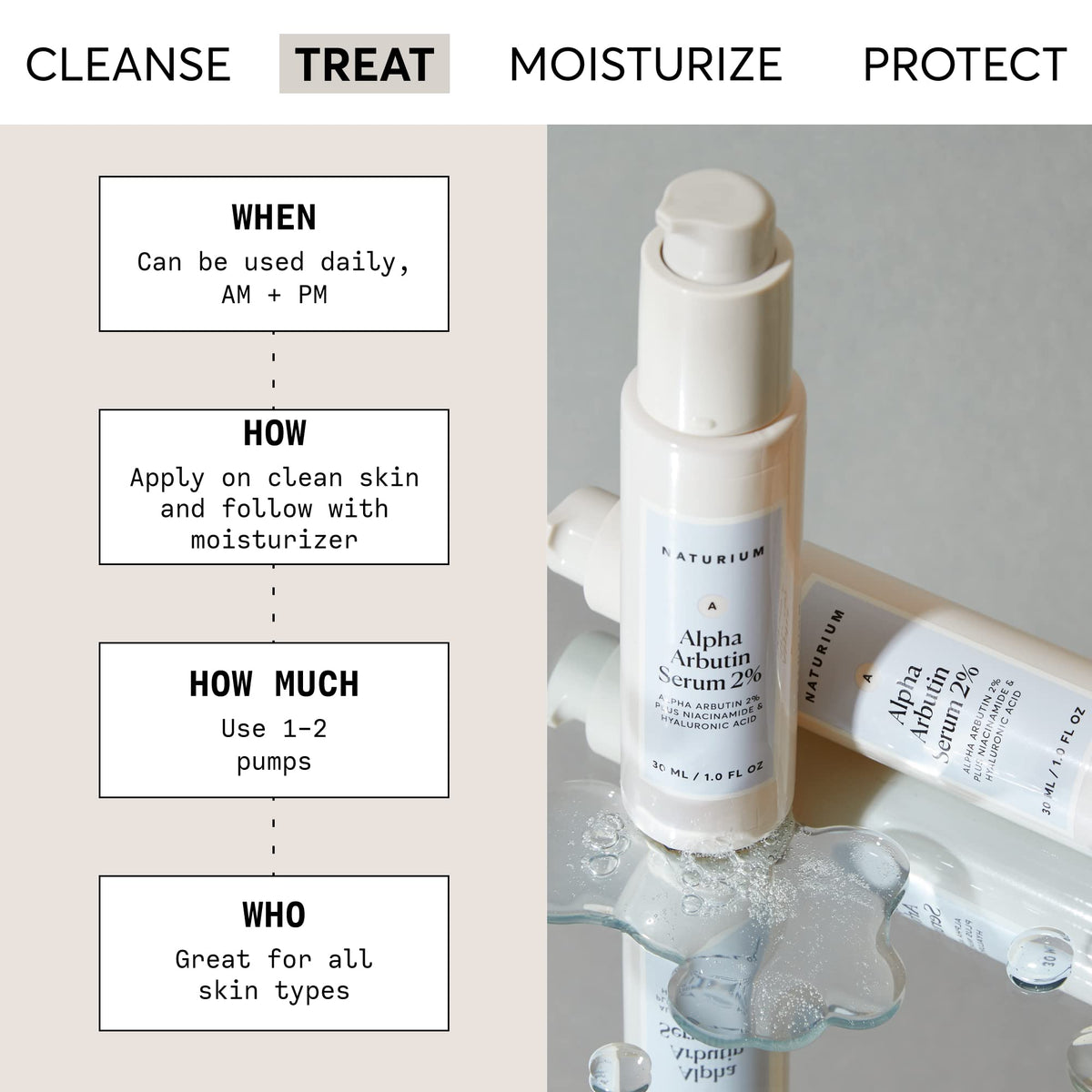 Naturium label close-up displaying key ingredients and formulation benefits