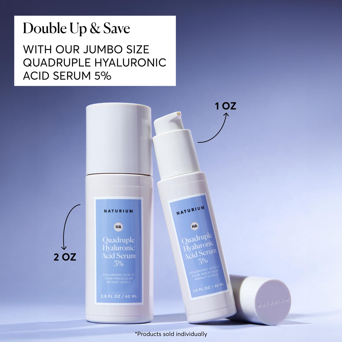 Naturium product label visible listing hyaluronic acids and skin-safe claims