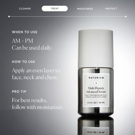 Naturium bottle on bathroom shelf depicting everyday routine convenience and style