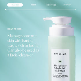 Naturium bottle beside ruler showing 16.9 oz scale and accurate sizing benefit