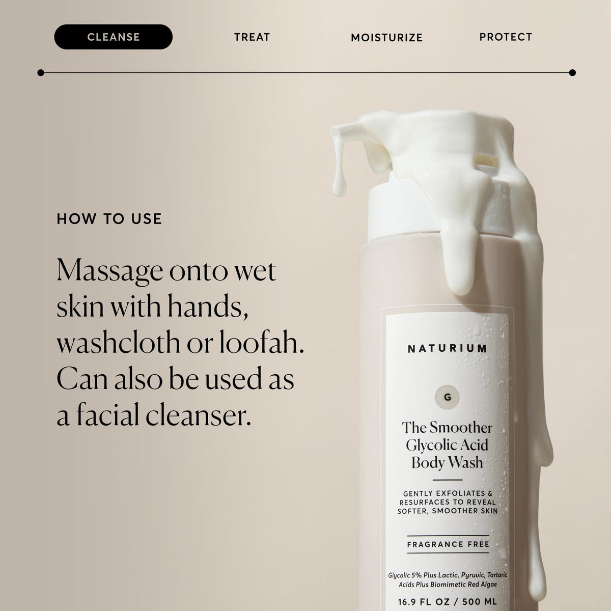 Naturium pump dispensing product drop to show easy, mess-free application