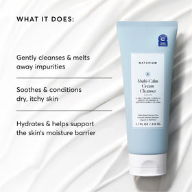 Close-up of Naturium cream-to-milk texture demonstrating gentle, hydrating formula for sensitive skin