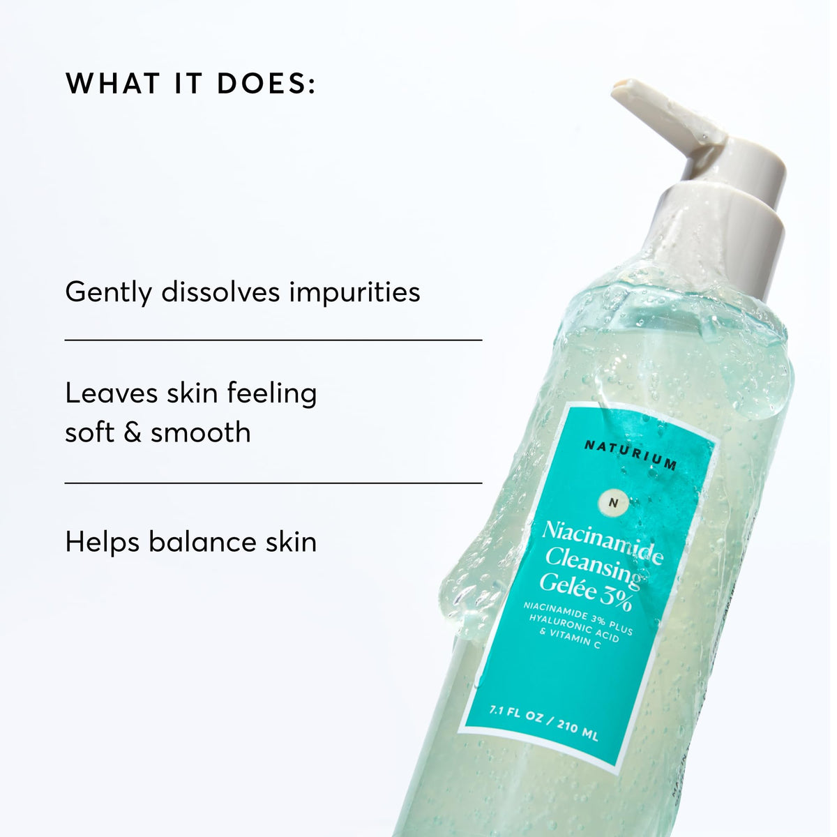 Naturium gel texture on hands highlighting smooth hydrating feel