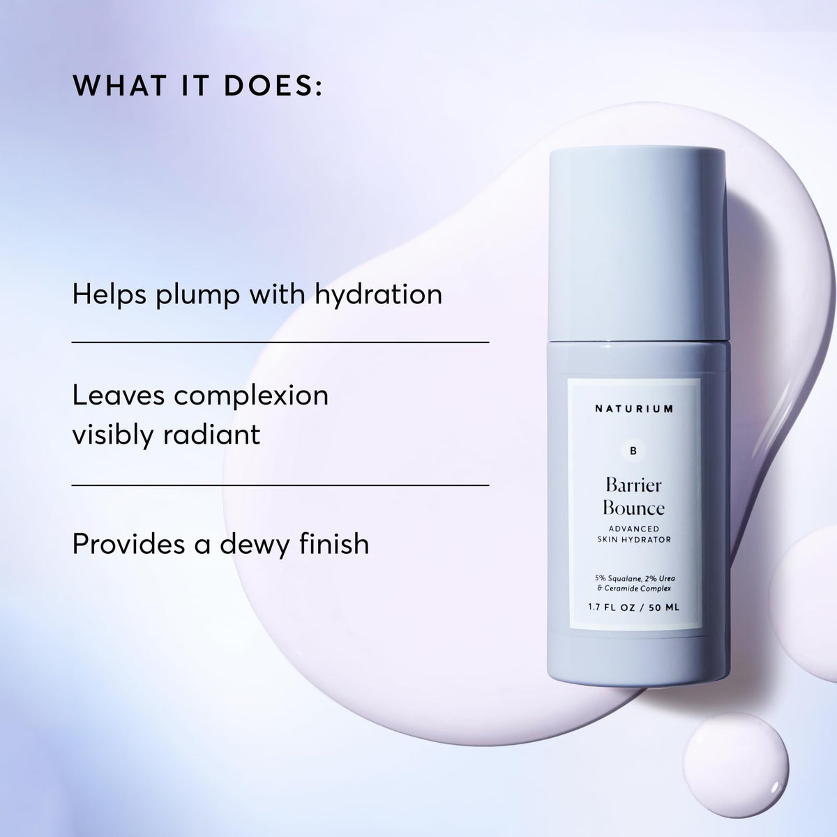 Naturium serum texture on skin close-up showing lightweight absorption and dewy finish
