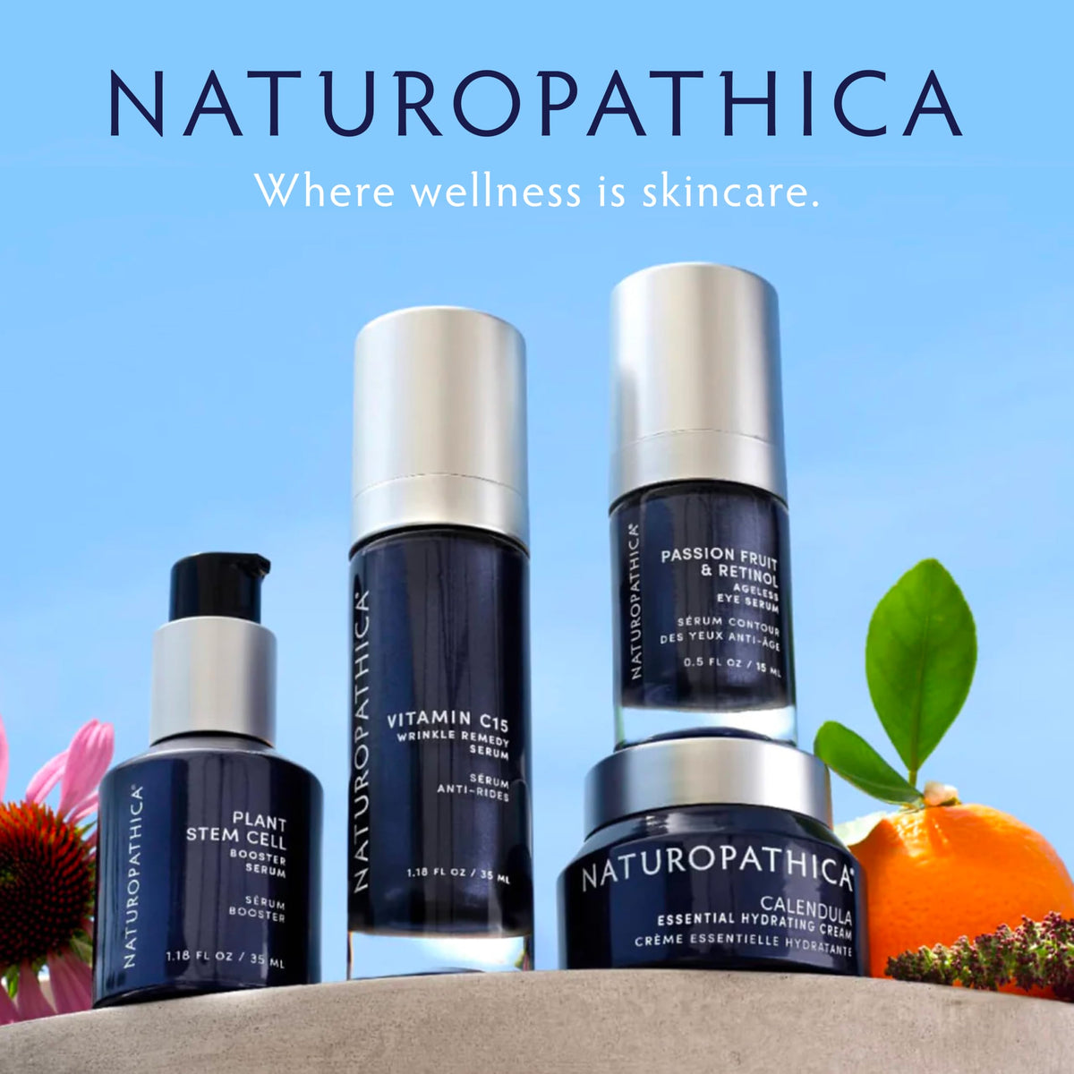 Lifestyle shot of Naturopathica balm beside towel in bathroom promoting calming ritual