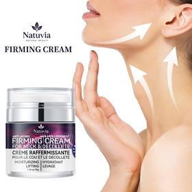 Natuvia cream application on neck demonstration showing lifting effect