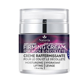 Natuvia front packaging showing neck and décolleté firming benefits