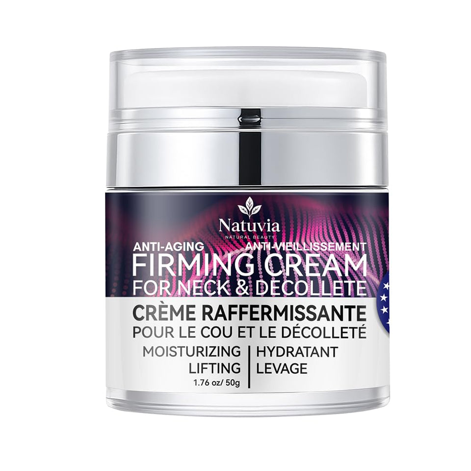 Natuvia front packaging showing neck and décolleté firming benefits