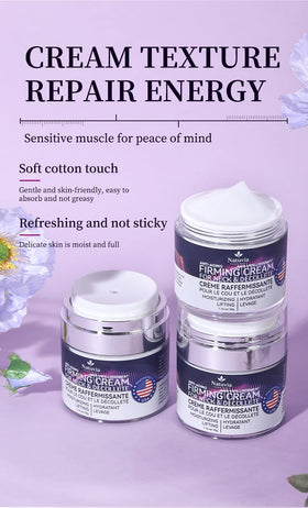 Natuvia lifestyle woman applying cream in morning for hydrated neckline