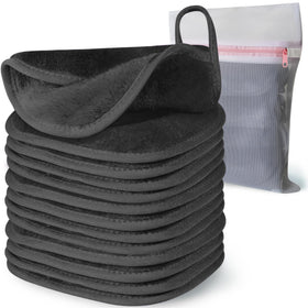 Natwag 12-pack front view showing compact reusable makeup remover cloths and benefits