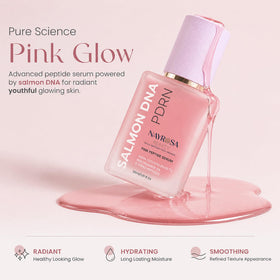 NAYROSA pink serum texture on skin showing lightweight absorption benefit