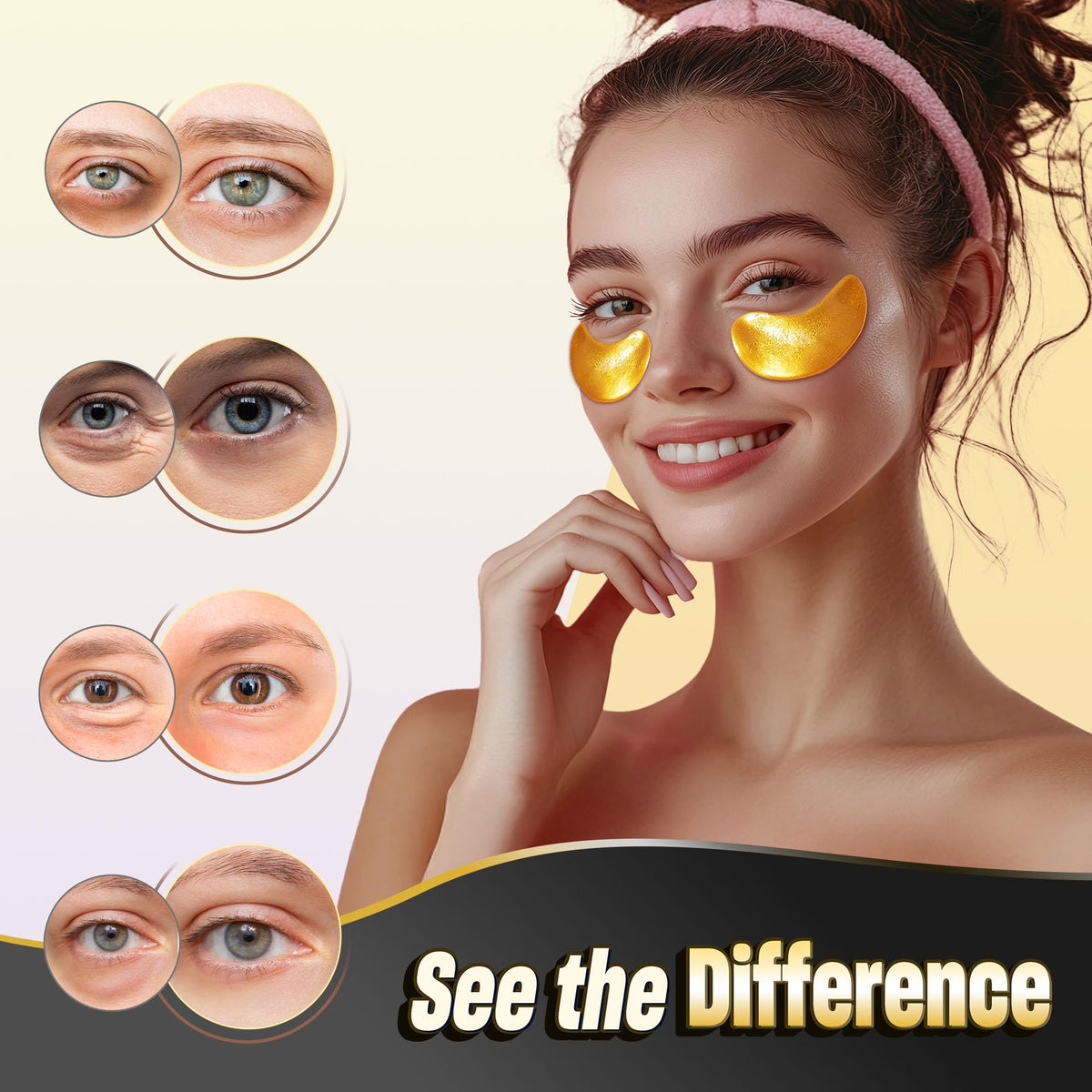 NAZANO patches applied under eyes demonstrating comfortable in-use fit