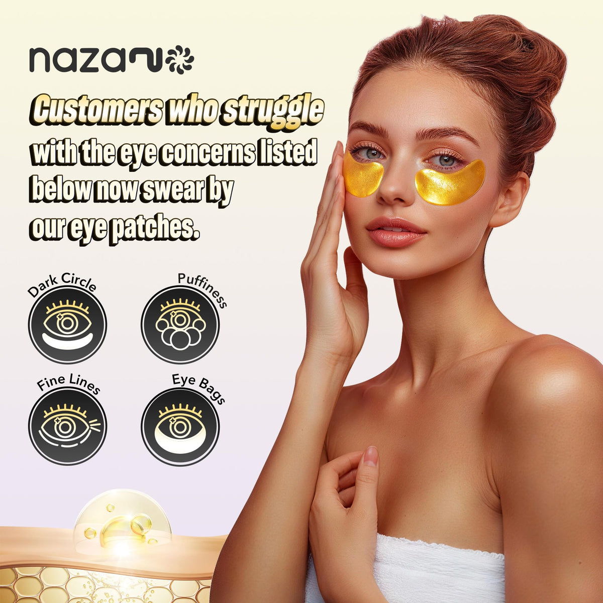 NAZANO close-up of single patch texture showing hydrogel hydration