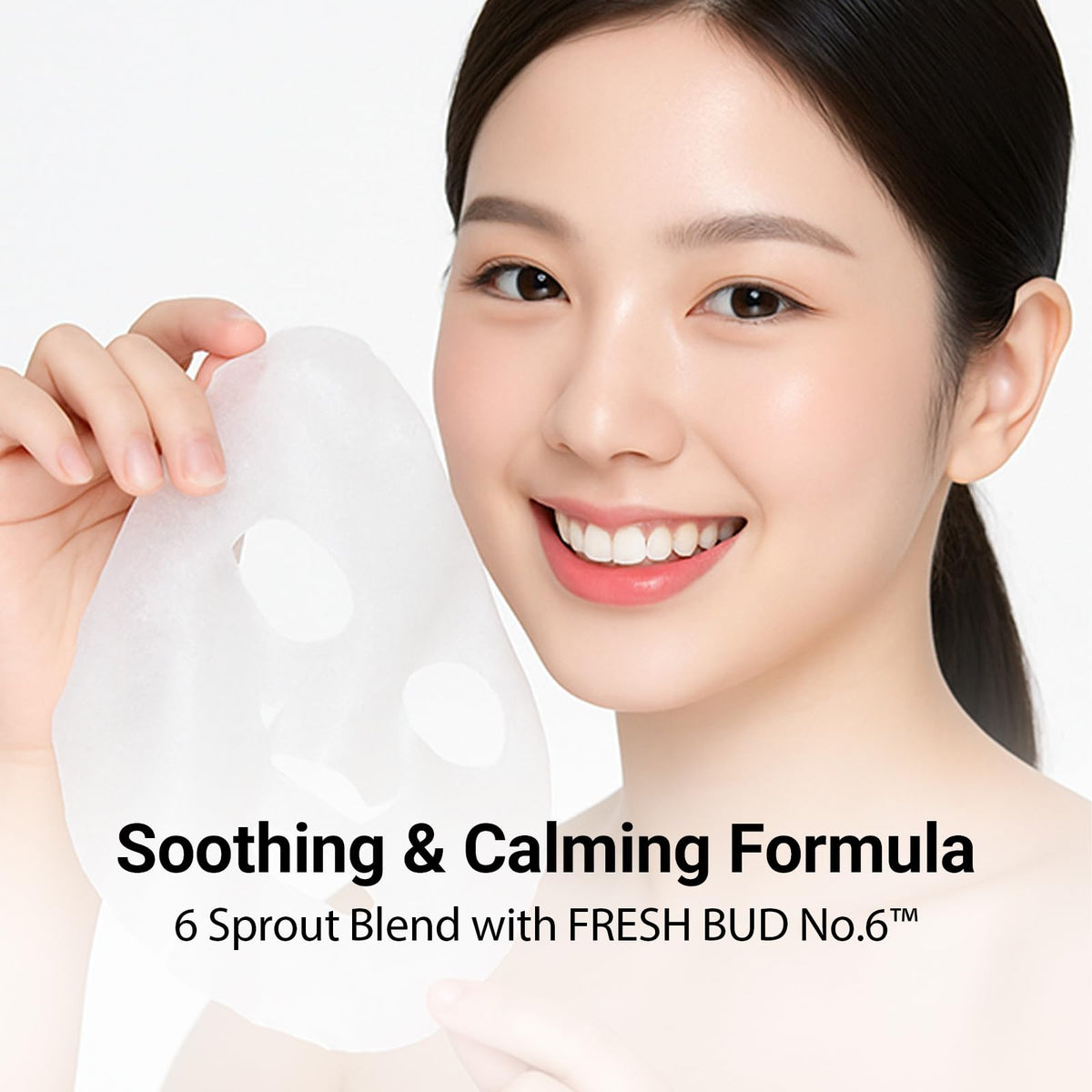 NEAF NEAF mask on model illustrating even coverage and soothing fit for sensitive skin