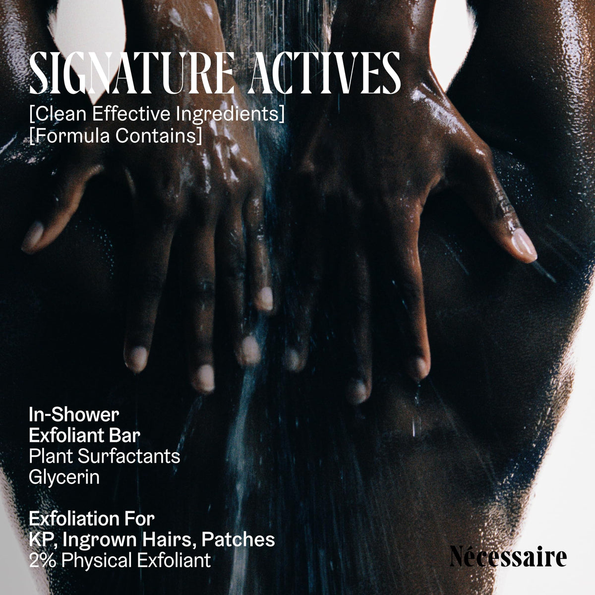Nécessaire exfoliant bar in hand to show size and portable travel-friendly benefit