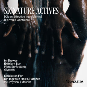 Nécessaire exfoliant bar in hand to show size and portable travel-friendly benefit