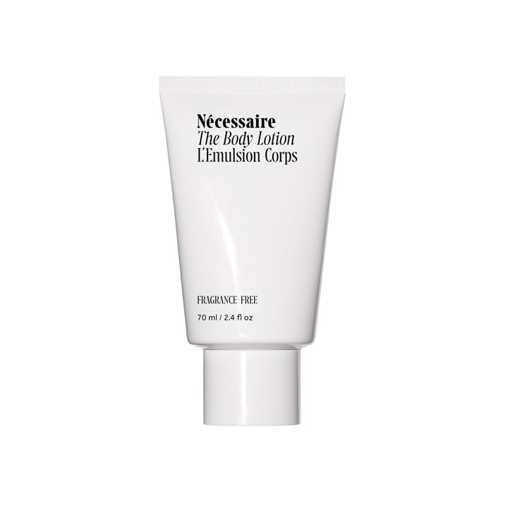 Nécessaire front bottle showing sleek label and daily moisture benefit