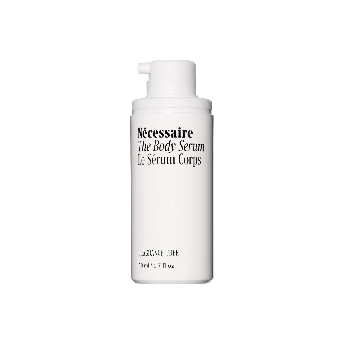 Nécessaire front bottle view showing compact travel-friendly design and clarity benefit