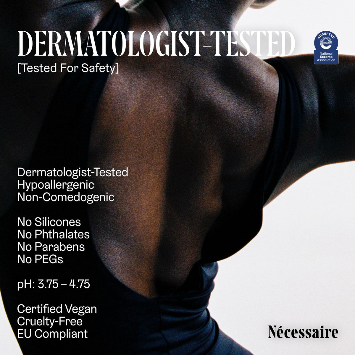 Nécessaire bottle in hand showing 150 ml scale for travel-friendly benefit