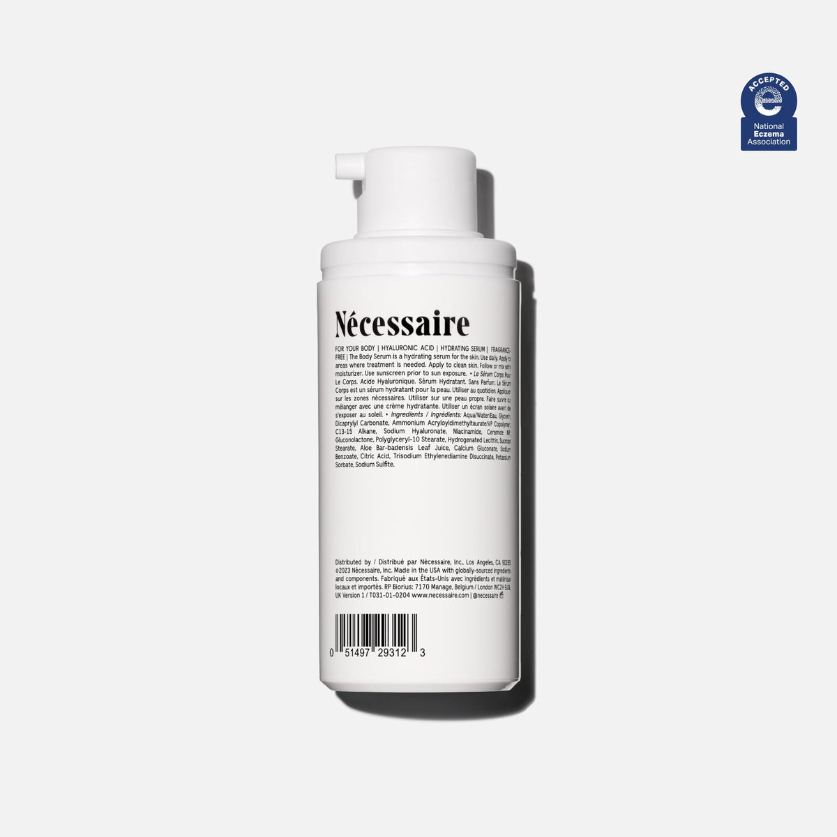 Nécessaire pump nozzle close-up demonstrating precise dispensing and hygienic use