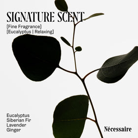 Nécessaire label detail showing niacinamide and gentle surfactant benefits