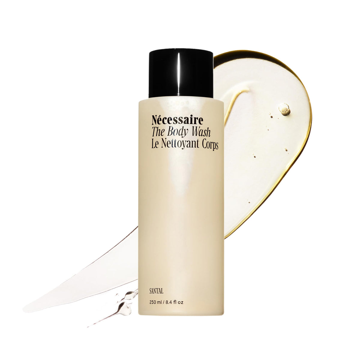 Nécessaire front bottle view showing clean design and easy use