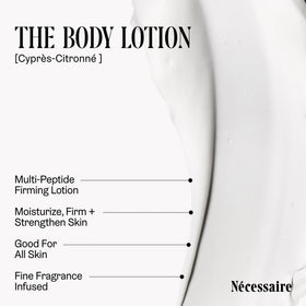 Nécessaire bottle label highlighting active ingredients and transparency benefit