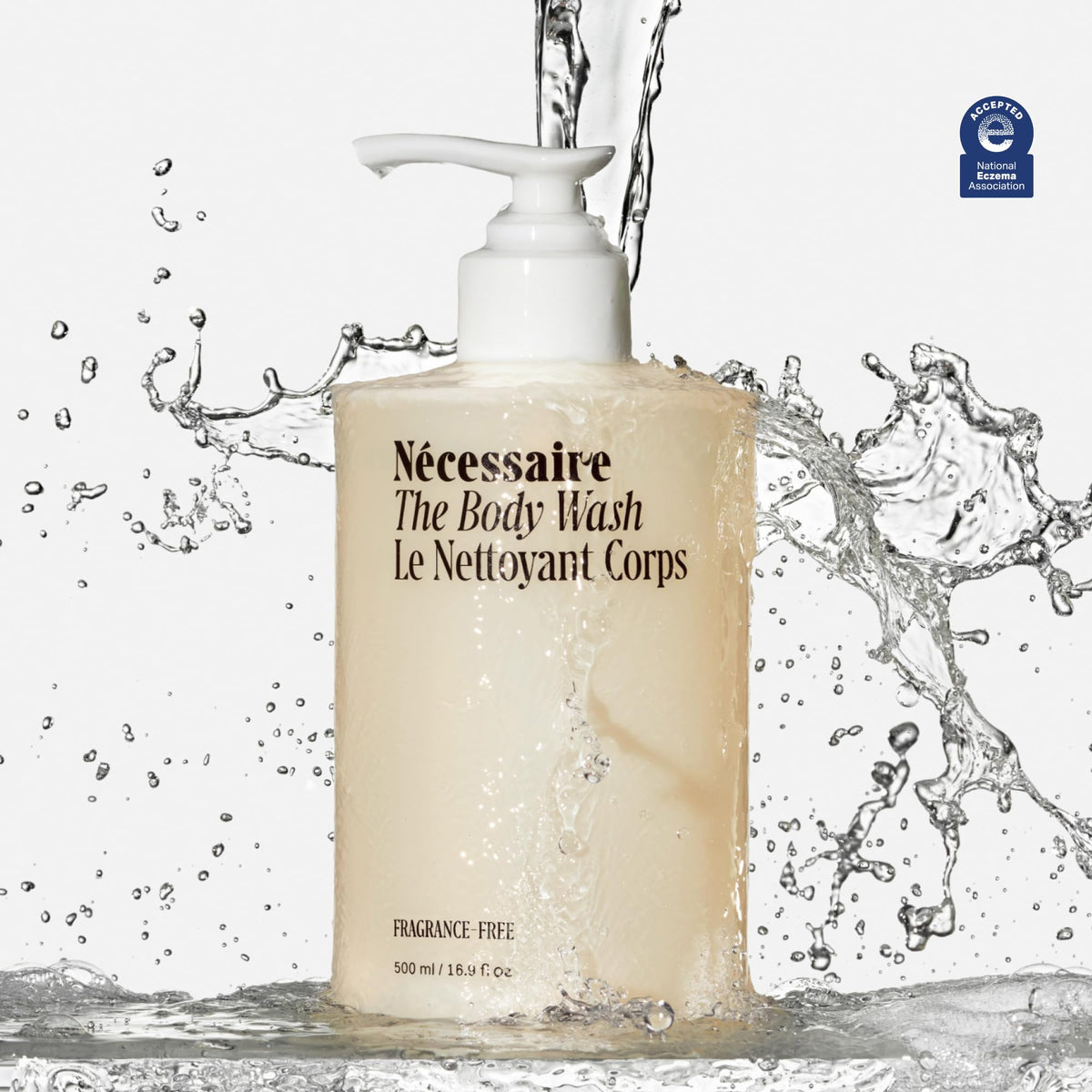 Nécessaire close-up ingredient label highlighting niacinamide and ceramides benefit