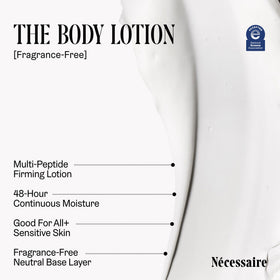 Nécessaire lotion texture on skin showing quick absorption and finish