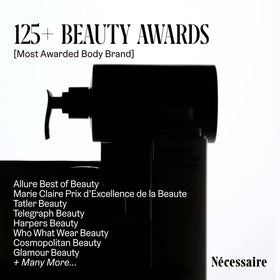 Nécessaire label close-up showing key claims like color-safe and sulfate-free reassurance