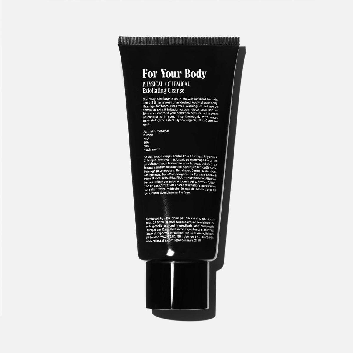 Nécessaire pump and label close-up highlighting easy dispensing and ingredient clarity