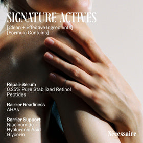 Nécessaire hand application demonstrating absorbency and softening