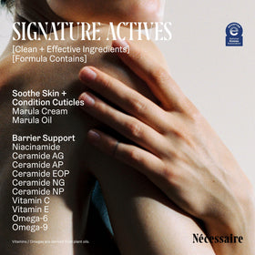 Nécessaire ingredients marula oil and shea butter highlighting nourishing benefit