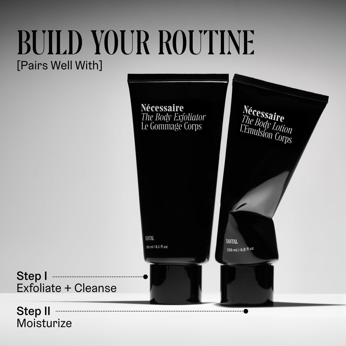 Nécessaire ingredients visual showing AHA BHA PHA trio for chemical resurfacing
