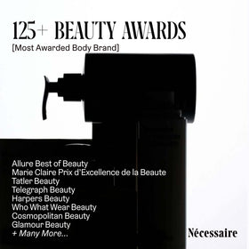 Nécessaire balm applied on lips showing clear semi-gloss and smoothing benefit
