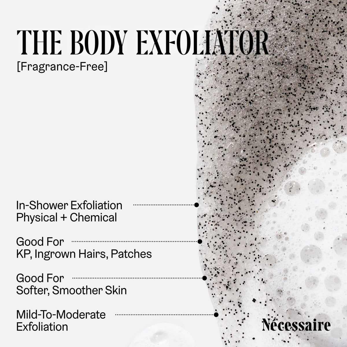 Close-up volcanic pumice particles in Nécessaire formula highlighting physical exfoliation