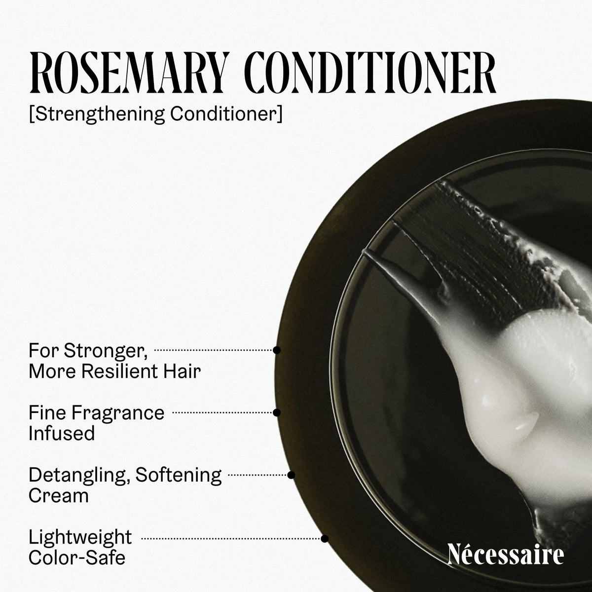 Nécessaire rosemary sprigs beside bottle highlighting botanical rosemary benefit