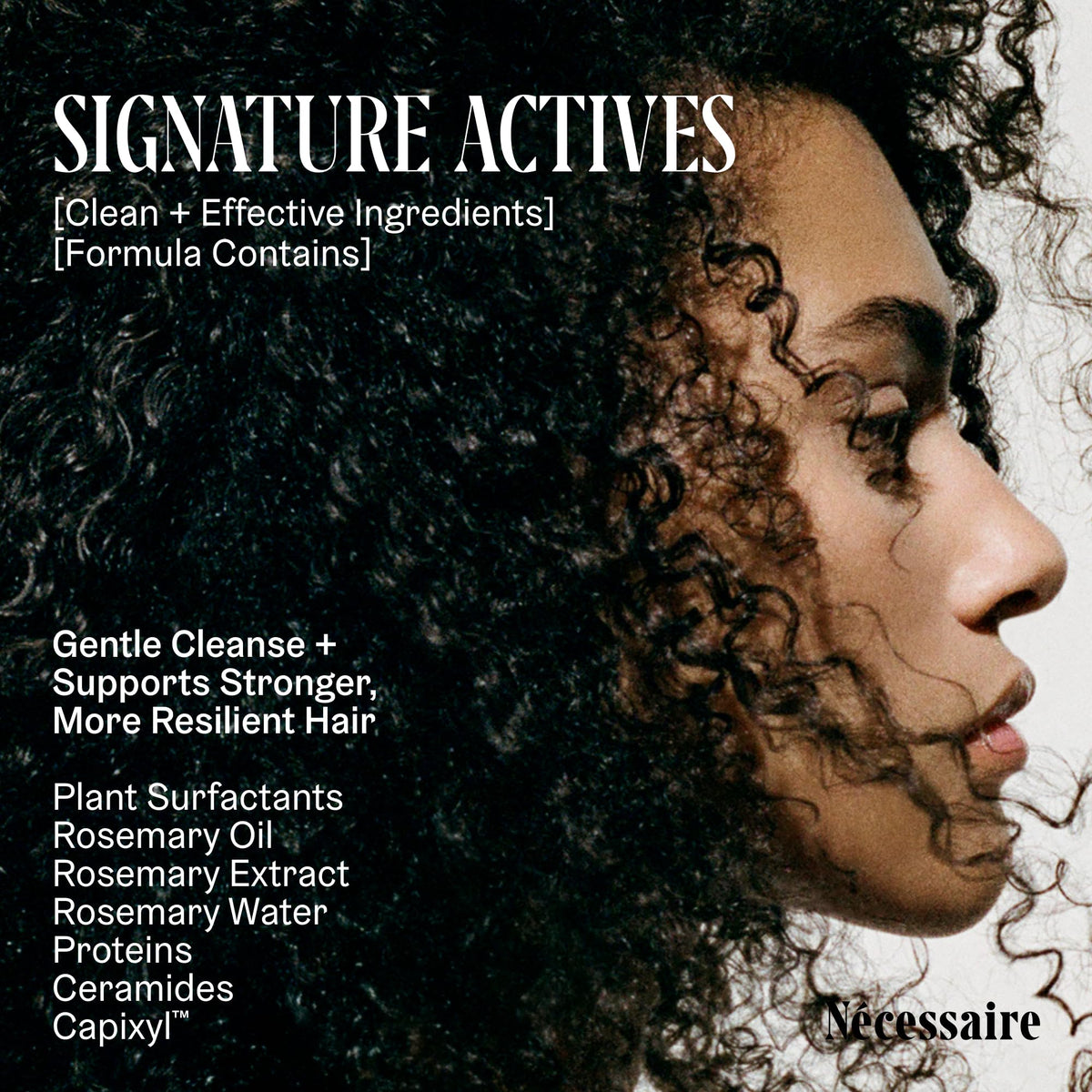Nécessaire shampoo in shower lathering on wet hair for daily cleansing benefit