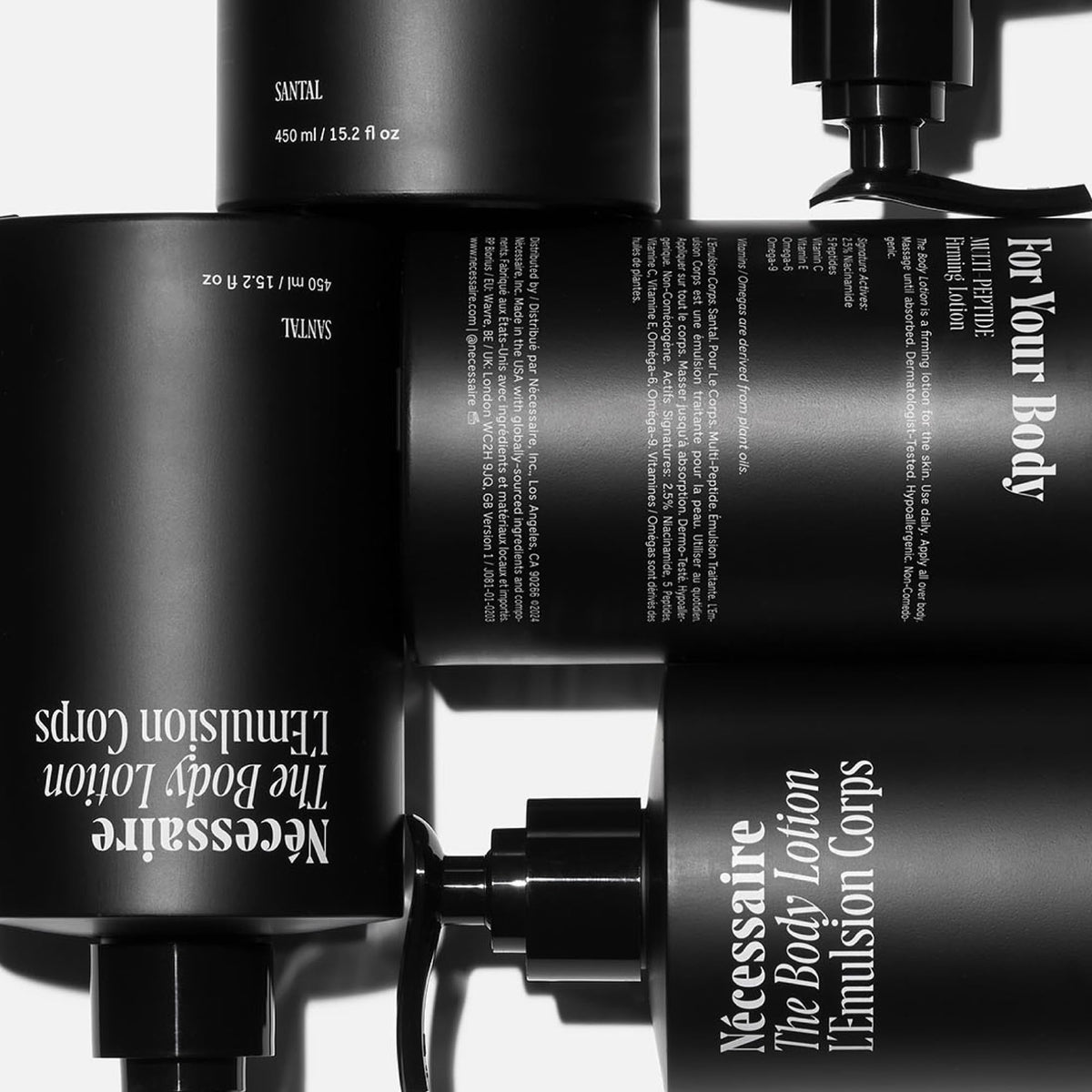 Nécessaire pump and cap detail demonstrating easy dispensing and control