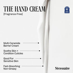 Nécessaire cream texture close-up showing smooth, fast-absorbing lotion benefit