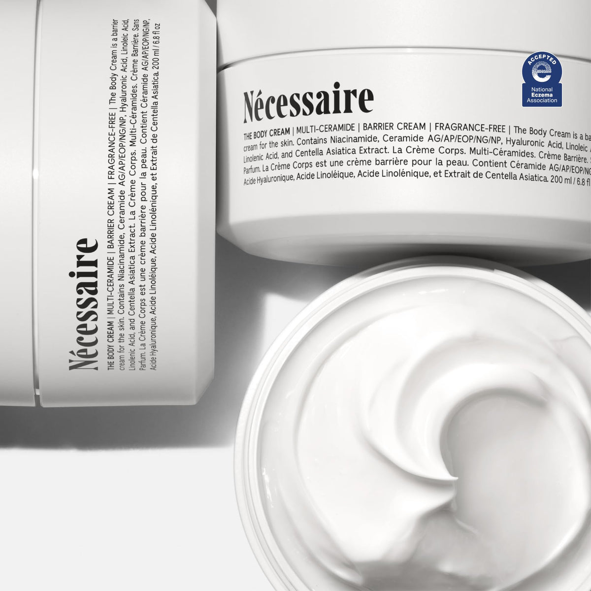 Nécessaire pump dispensing cream demonstrating easy application and controlled dosage