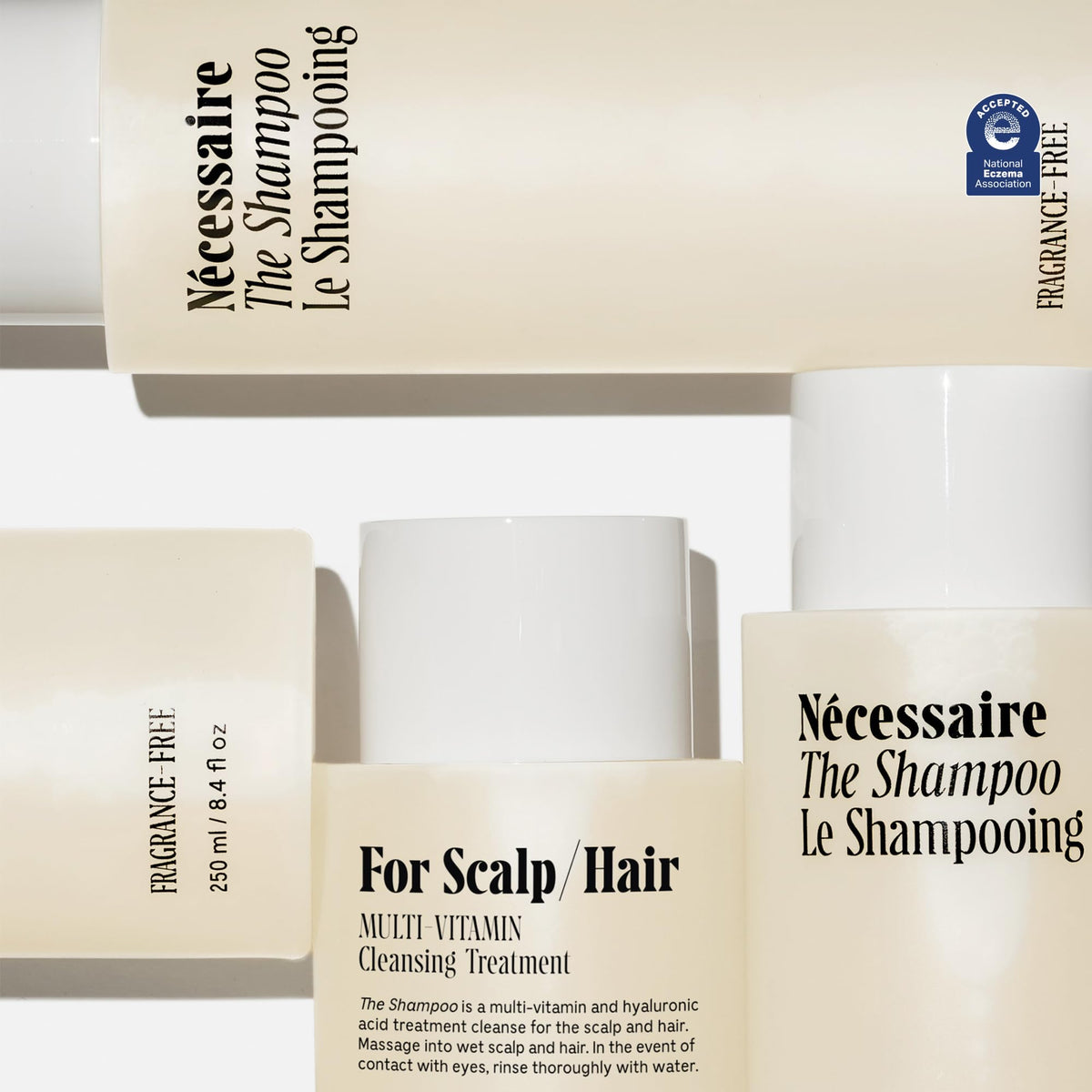 Nécessaire gel texture on palm highlighting hydrating, non-stripping foam