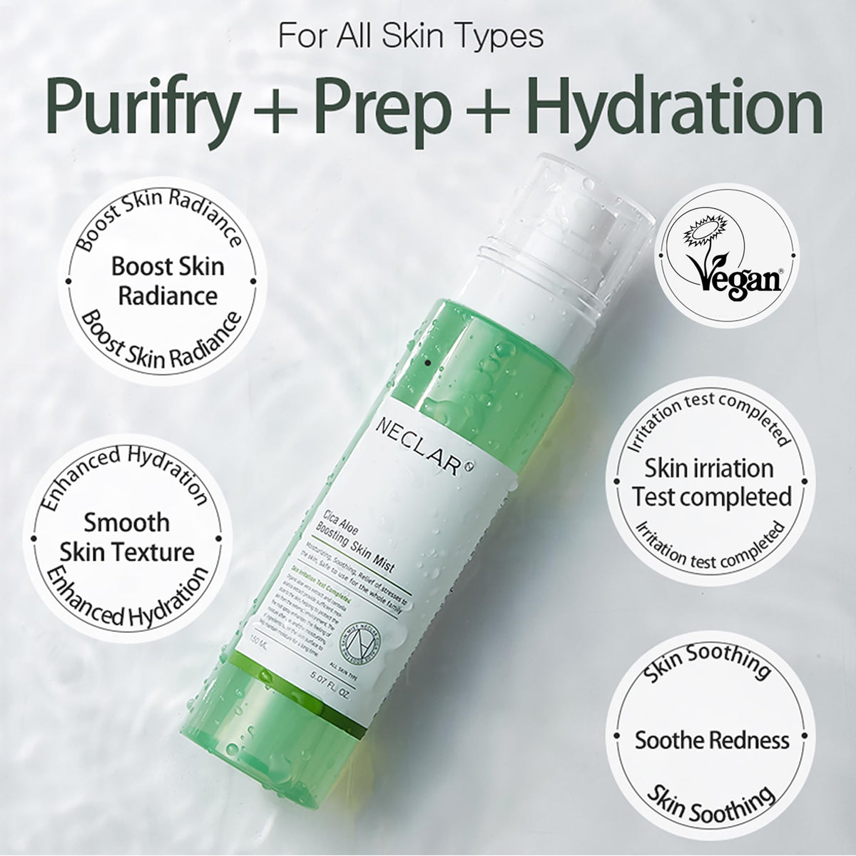 Neclar mist spray in use providing quick cooling hydration