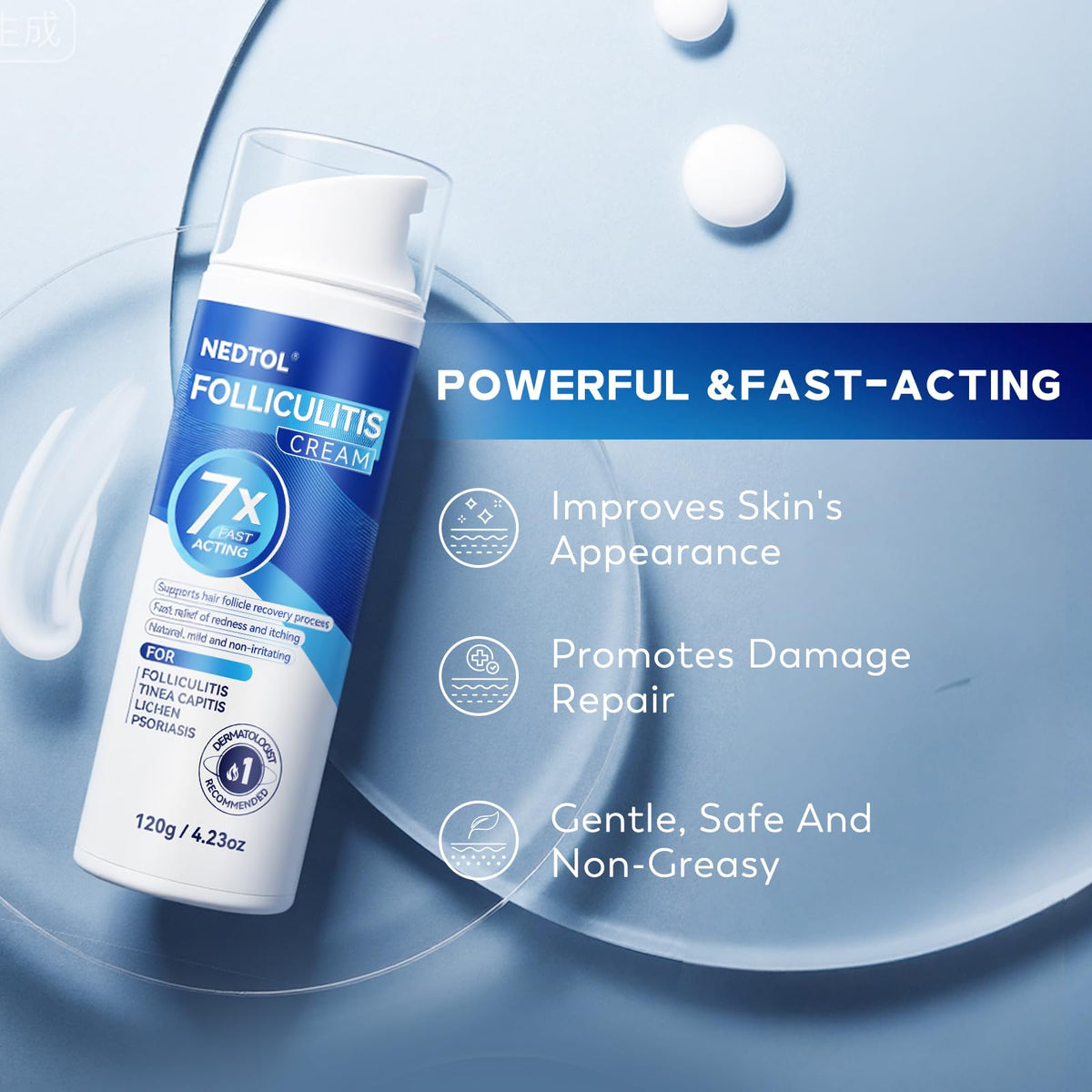 Nedtol applied to facial area demonstrating gentle care for sensitive skin spots